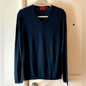 Hugo Boss RED loose V-Neck sweater Color Blue